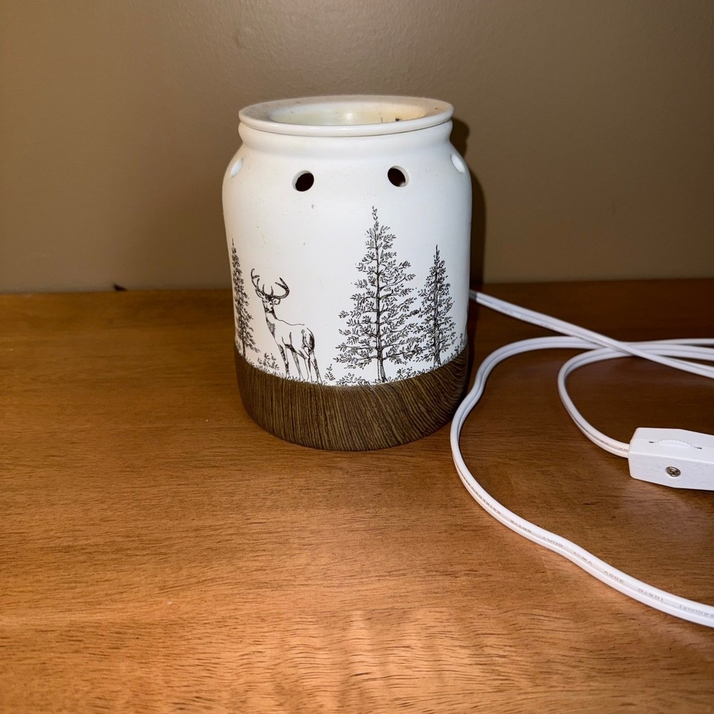 Rimports LLC Deer Woodland Scene Electric Wax Warmer White Ceramic Model SC-810